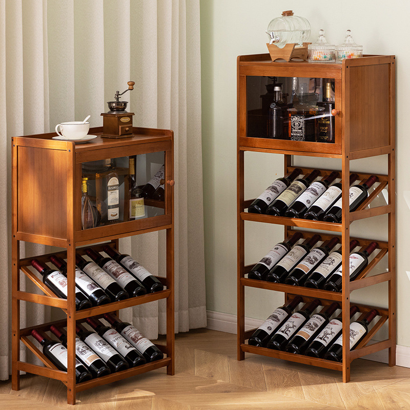 Food Storage Shelving - ไม้ไผ่ชั้นวางไวน์ 3/4 ชั้นอิสระเก็บไวน์ผู้ถือ Wobble-ฟรีชั้นวางสําหรับห้องครัวบาร์