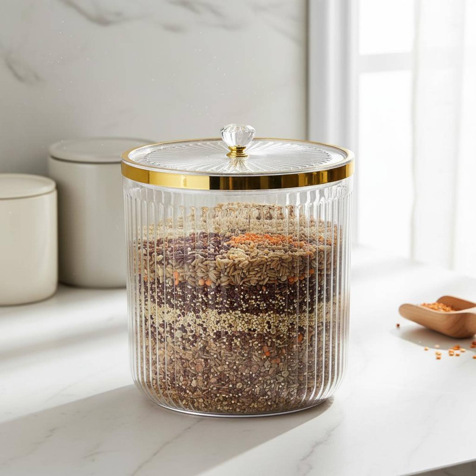 Food Storage Design - ภาชนะเก็บอาหารแห้ง ดีไซน์ปากกว้าง ภาชนะเก็บอาหารแห้งแบบสุญญากาศ กระป๋องอาหารแบบสุญญากาศ ง่ายต่อการเปิดฝา ช่องระบายอากาศ