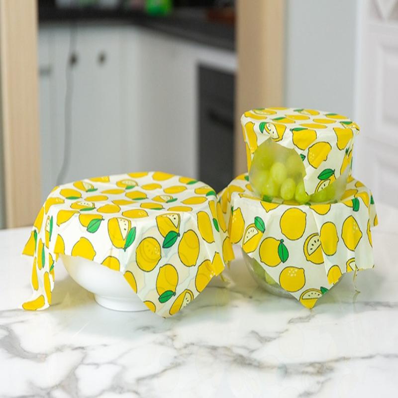 Beeswax Food Wrap - ผ้าห่ออาหารจากขี้ผึ้งแบบใช้ซ้ำได้ ชุด 3 แผ่น ออร์แกนิค สำหรับเก็บอาหาร