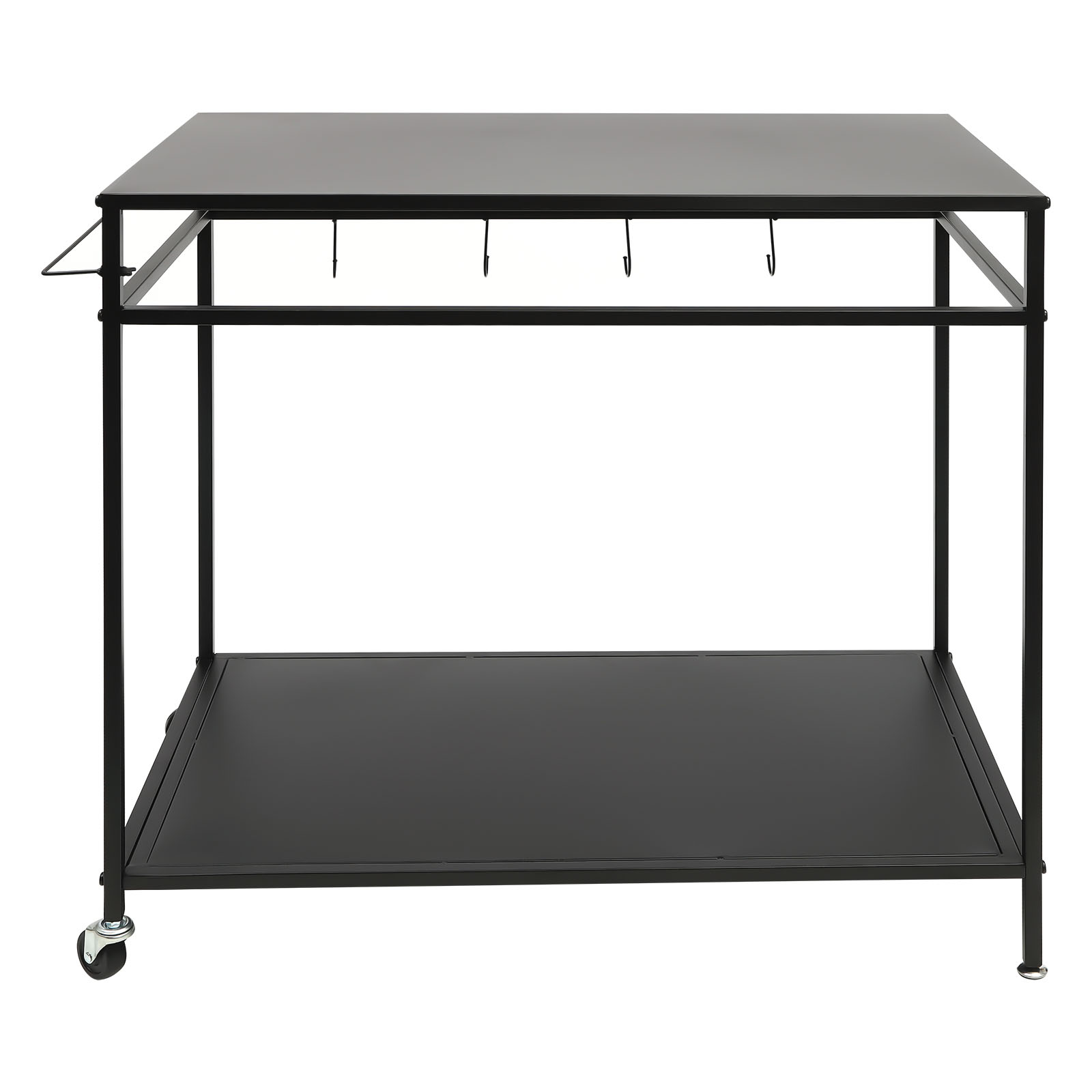Food Storage Shelving - โต๊ะทำอาหารเคลื่อนที่แบบสองชั้น พร้อมชั้นวางของและชั้นวางเครื่องเทศ สำหรับใช้ในครัว/สวนหลังบ้าน
