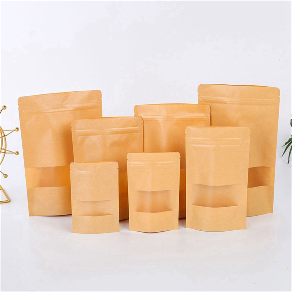 Food Storage Year Supply - 10 ชิ้นซิปล็อคถุงกระดาษคราฟท์หน้าต่างขนมขบเคี้ยว Candy คุกกี้เก็บกระเป๋าปิดผนึกด้วยตนเองกระเป๋าของขวัญงานแต่งงาน Home Supply