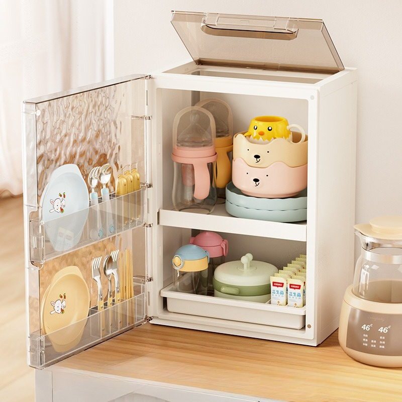 Food Storage Rack For Kitchen - ชั้นวางอุปกรณ์ครัวแบบพับได้, ที่จัดระเบียบชามและแก้วสำหรับป้อนอาหารเด็ก, ความจุขนาดใหญ่, วัสดุหนา, กันฝุ่น, ทำความสะอาดง่าย