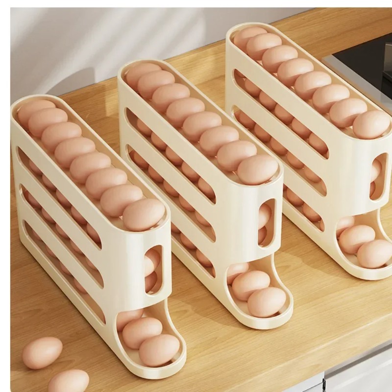 Egg Storage Holder - ชั้นวางไข่อัตโนมัติ 4 ชั้น - กล่องเก็บไข่ในตู้เย็น -