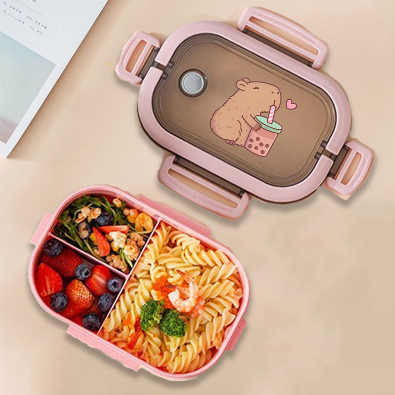 Food Storage Design - กล่องข้าวกลางวันลายคาปิบาร่า ลายการ์ตูนอนิเมะ กล่องเก็บอาหารสำหรับเด็ก กล่องอาหารกลางวันสำหรับเด็กนักเรียน ปิกนิก กล่องอาหารกลางวันสำหรับเด็กชายและเด็กหญิง