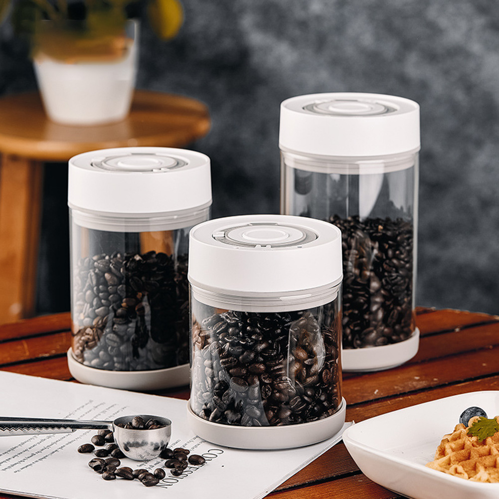 Food Storage Design - โถแก้วเก็บเมล็ดกาแฟแบบกันความชื้นในครัว โถสูญญากาศอัตโนมัติอัจฉริยะ โถปิดผนึกอาหาร ผลไม้ ธัญพืช ชา