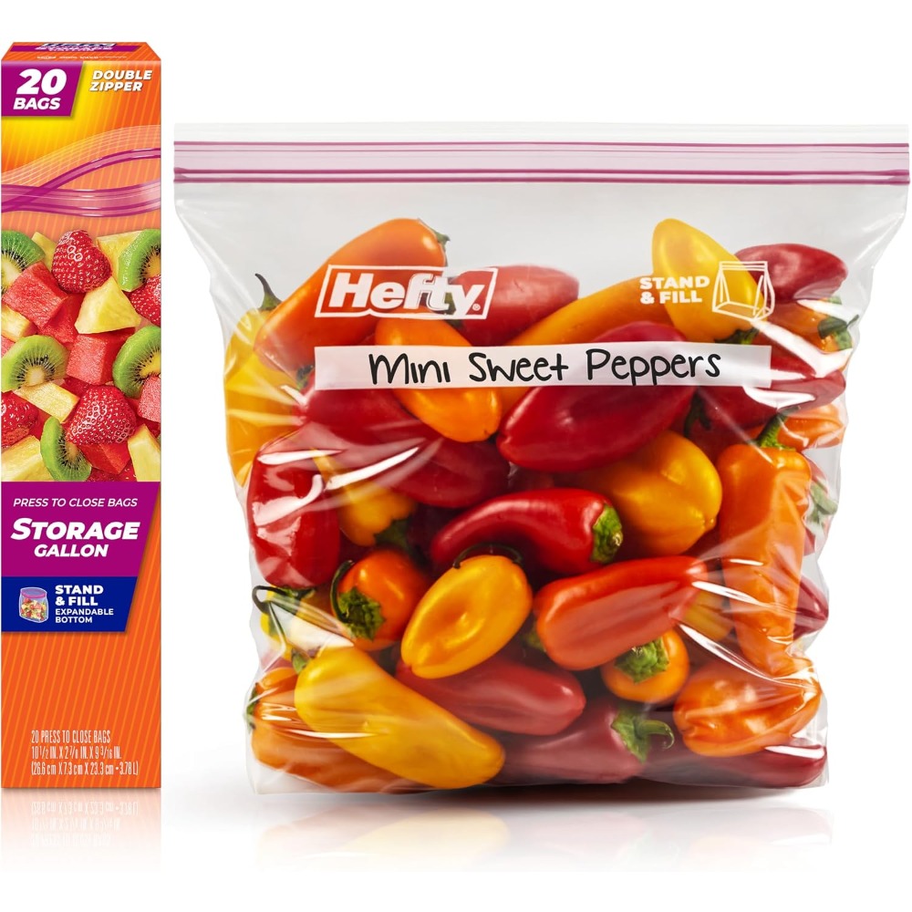 Lock And Lock Food Storage - ถุงพลาสติกแบบกดปิด ขนาดแกลลอน สำหรับเก็บอาหาร แช่แข็งได้ 20 ใบ