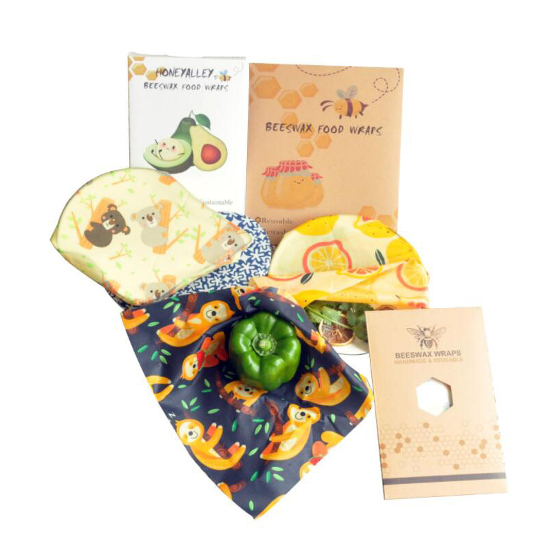Beeswax Food Wrap - ผ้าห่อขี้ผึ้งอินทรีย์แบบใช้ซ้ําได้, ห่ออาหาร, การเก็บรักษาสด, ห่อเก็บของ, เป็นมิตรกับสิ่งแวดล้อม, ชุด