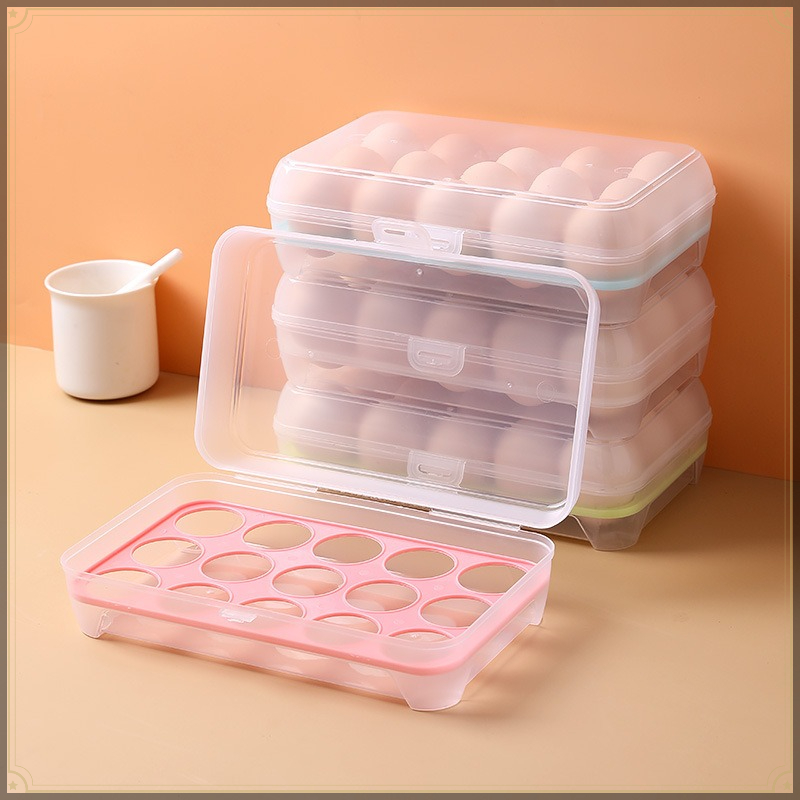 Egg Storage Holder - กล่องเก็บไข่ 15 ช่อง PP โปร่งใส ถอดประกอบได้