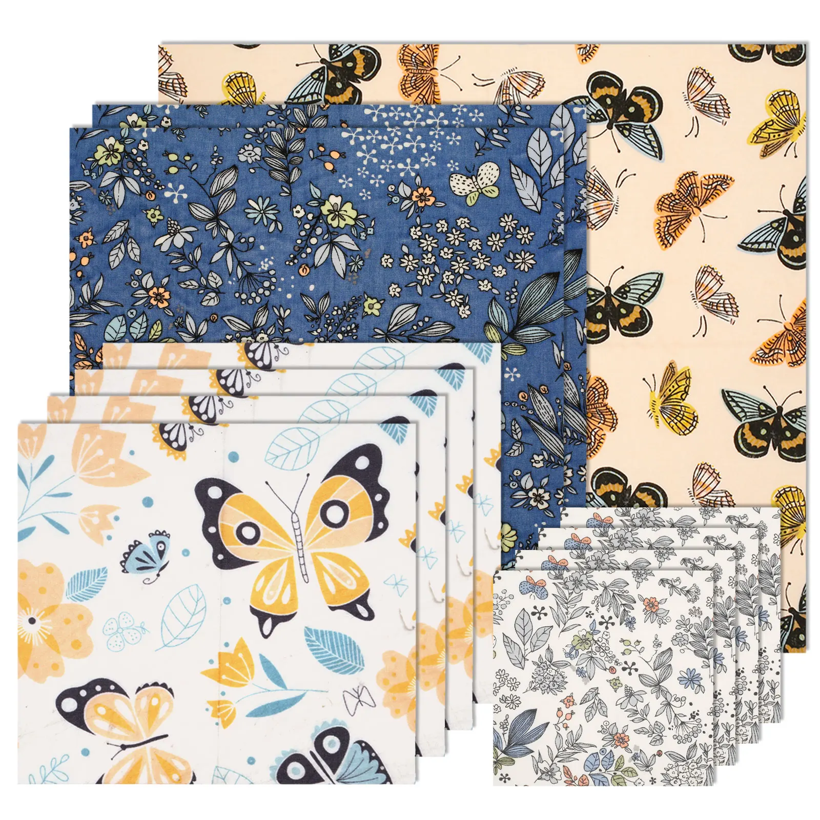 Beeswax Food Wrap - ชุดผ้าห่ออาหารจากขี้ผึ้ง 11 ชิ้น ใช้ซ้ำได้ เป็นมิตรต่อสิ่งแวดล้อม ทำจากผ้าฝ้ายออร์แกนิค