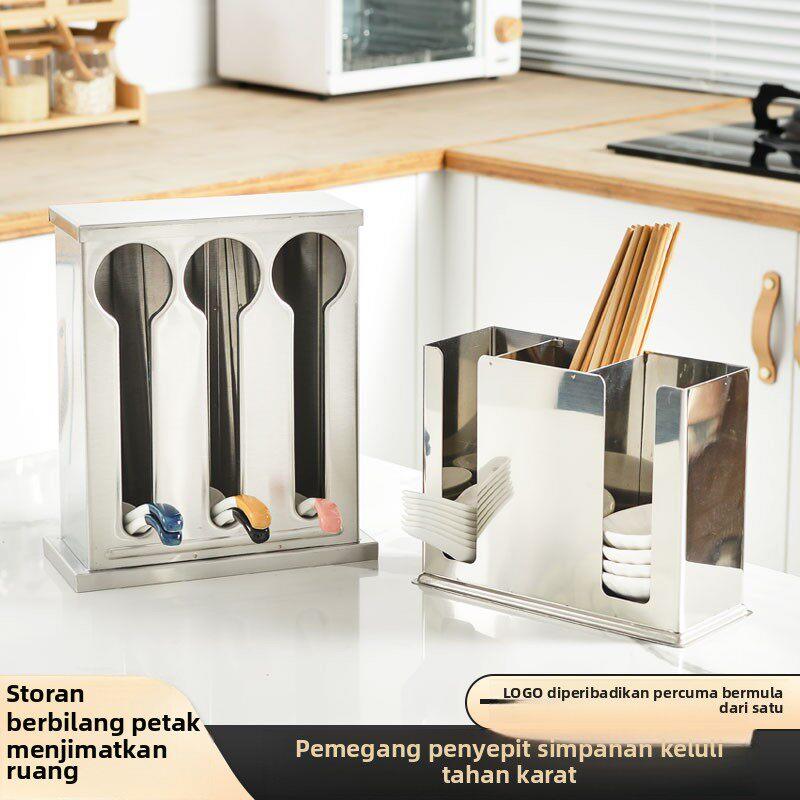 Food Storage Restaurant - กล่องเก็บตะเกียบและช้อนสแตนเลสเกรดอาหารสำหรับร้านอาหาร โรงแรม รูปทรงสี่เหลี่ยม พร้อมฝาปิด