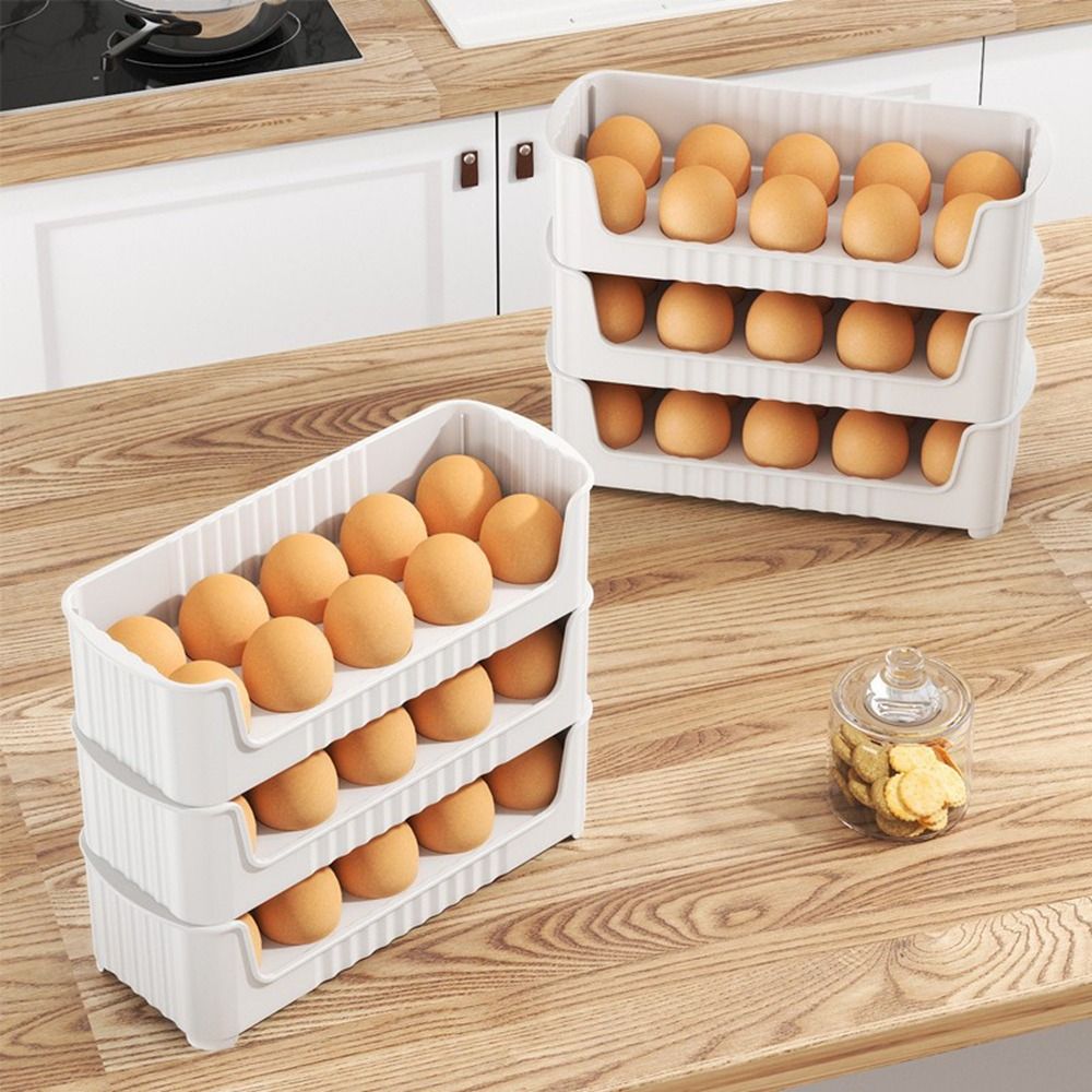 Egg Storage Holder - ตู้เย็นประตูด้านข้างถาดเก็บไข่ปลอดภัยวัสดุสดผู้ถือไข่สําหรับห้องครัวตู้เย็นและตู้แช่แข็ง