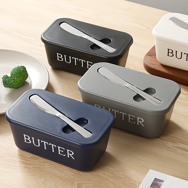 Food Storage Restaurant - กล่องใส่เนย วัสดุ PP เกรดอาหาร กล่องเก็บของแบบปิดสนิทสำหรับร้านอาหาร จานใส่ชีสพร้อมมีด