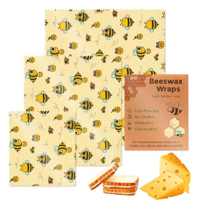 3ชิ้นผ้าสำหรับเก็บอาหารสดอาหาร - Beeswax Food Wrap บทวิจารณ์และราคา
