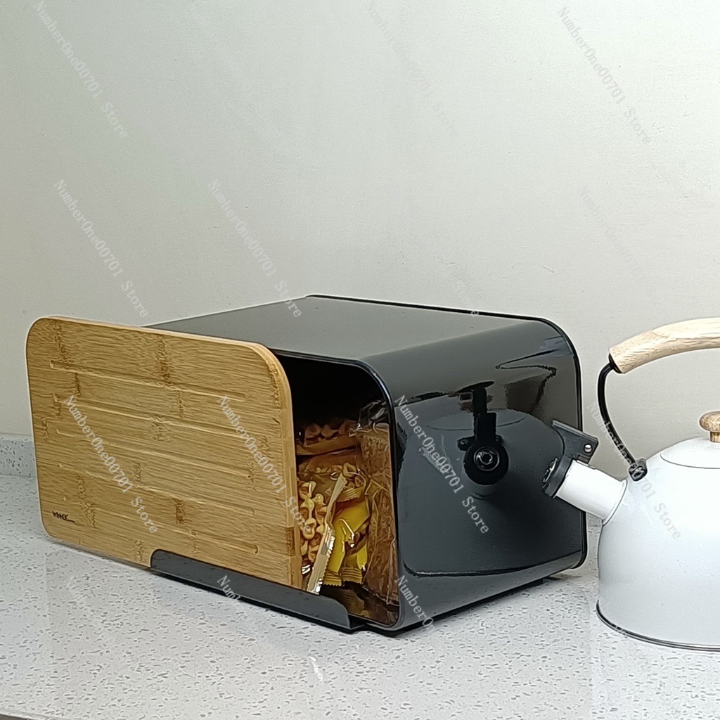 กล่องใส่ขนมปังในครัวพร้อมฝาไม้ - Food Storage Box Stainless Steel บทวิจารณ์และราคา