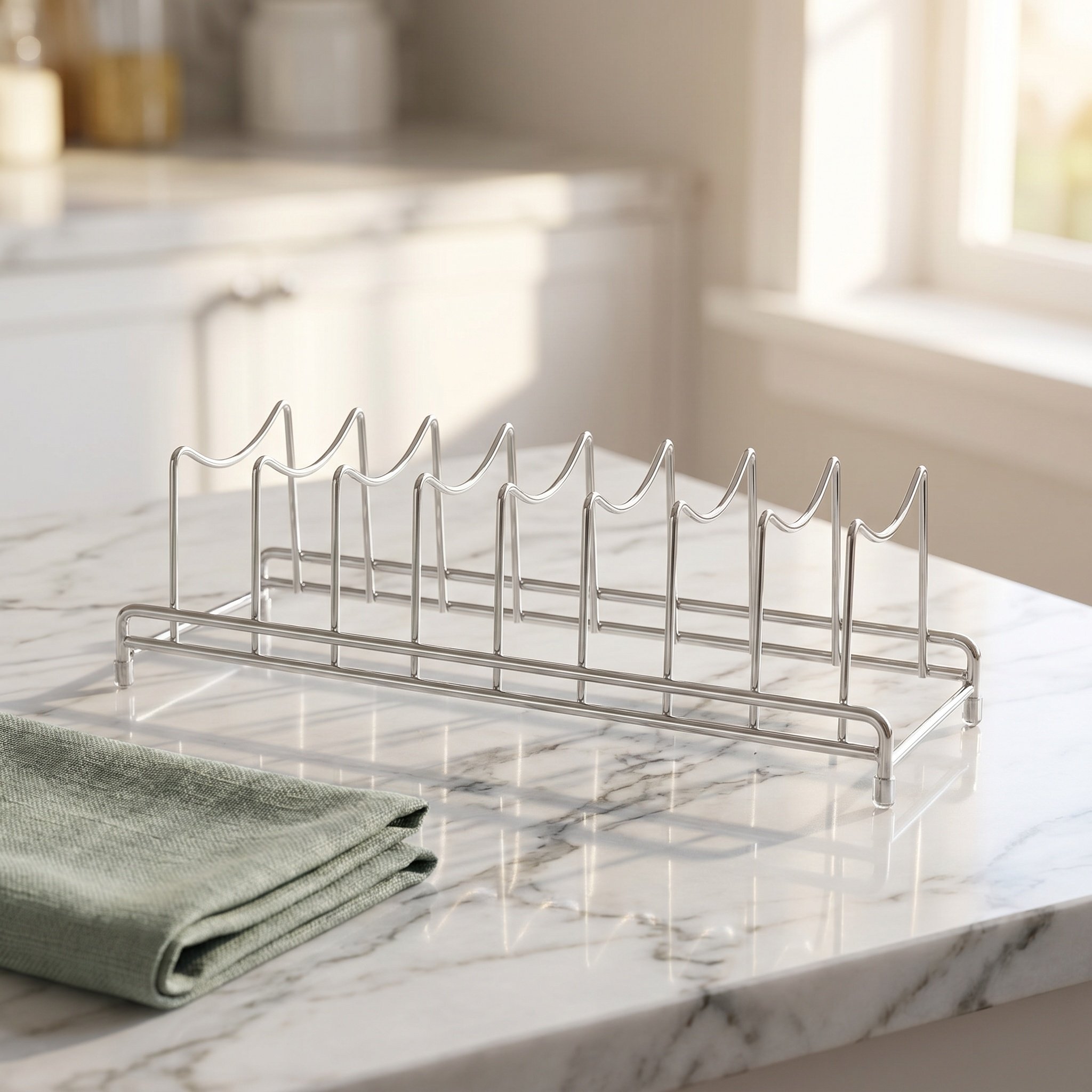 ชั้นวางฝาหม้อสแตนเลส 9 ช่อง สำ - Food Storage Rack For Kitchen บทวิจารณ์และราคา
