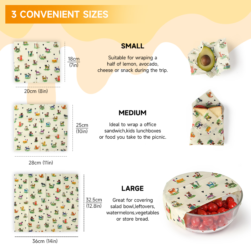 6 แพ็ค (2S. 2M, 2L) ผ้าห่ออาหา - Beeswax Food Wrap บทวิจารณ์และราคา