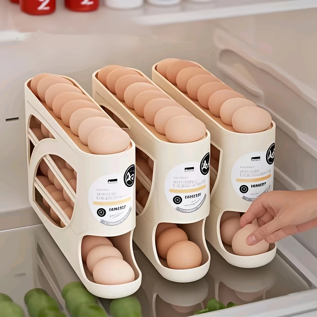 กล่องเก็บไข่แบบมีล้อ 3 ชั้น สำ - Food Storage Rack For Kitchen บทวิจารณ์และราคา
