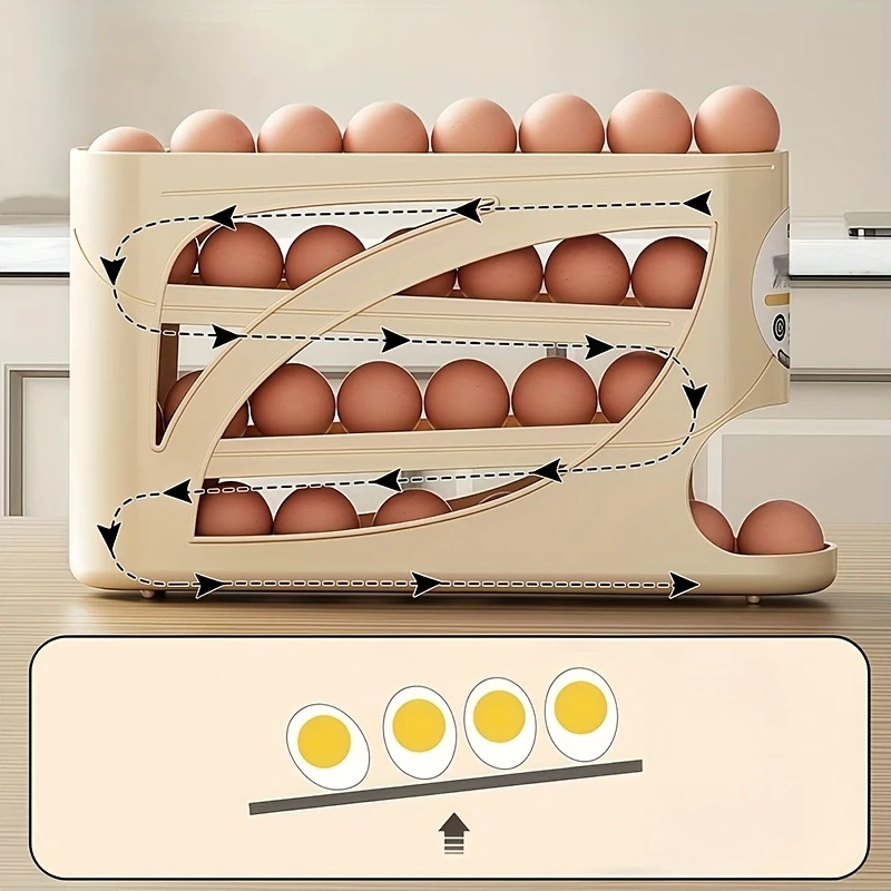 กล่องเก็บไข่แบบมีล้อ 3 ชั้น สำ - Food Storage Rack For Kitchen บทวิจารณ์และราคา