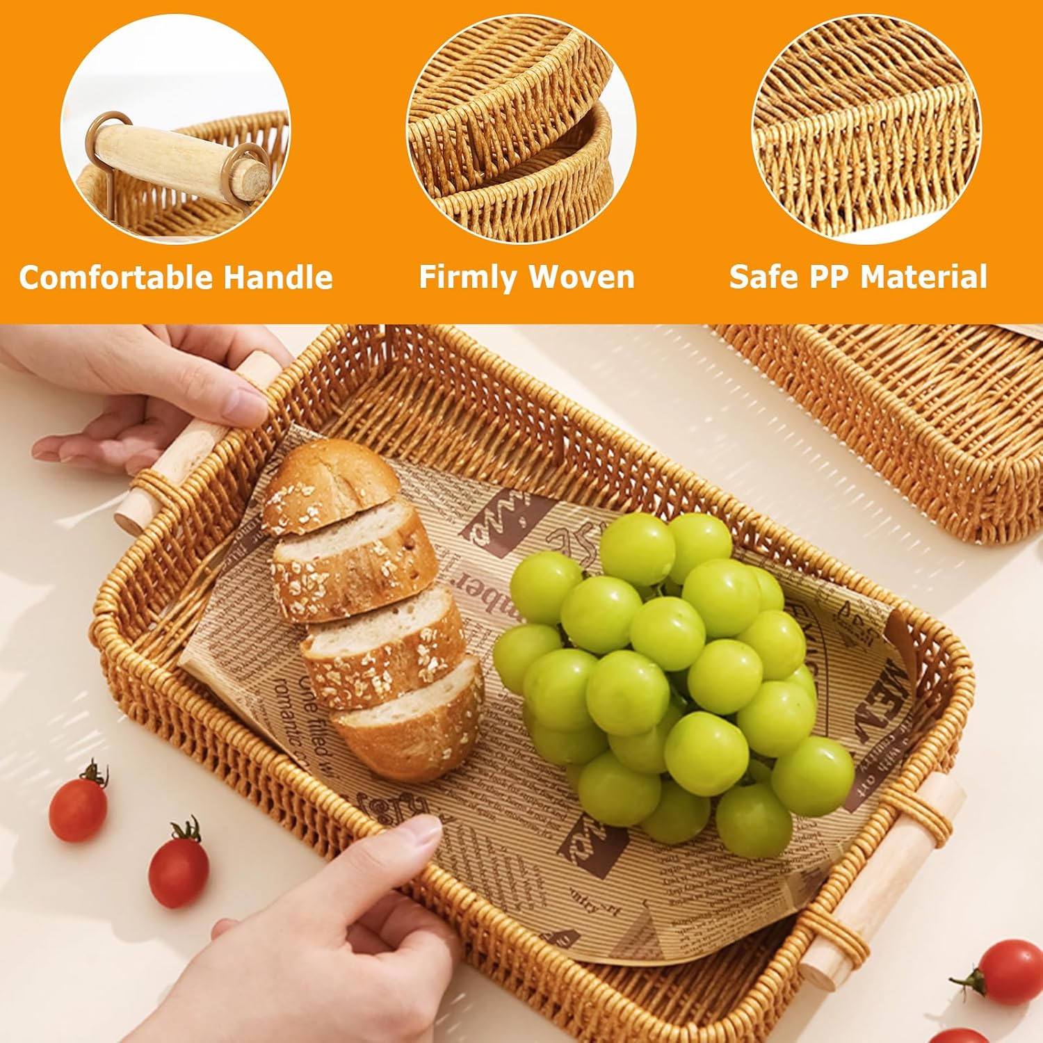 ถาดหวายทรงสี่เหลี่ยมสำหรับใส่ผ - Food Storage Restaurant บทวิจารณ์และราคา