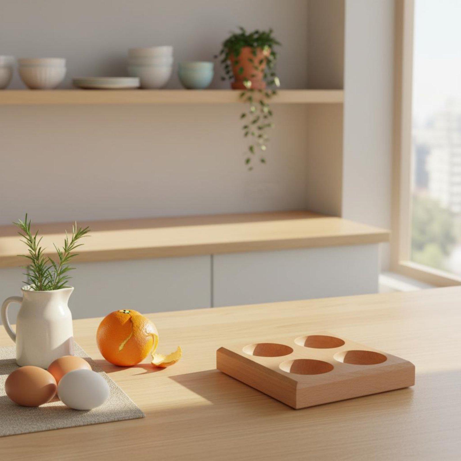 ถาดใส่ไข่ไม้บีชแบบมีช่องลึก ที - Egg Storage Holder บทวิจารณ์และราคา