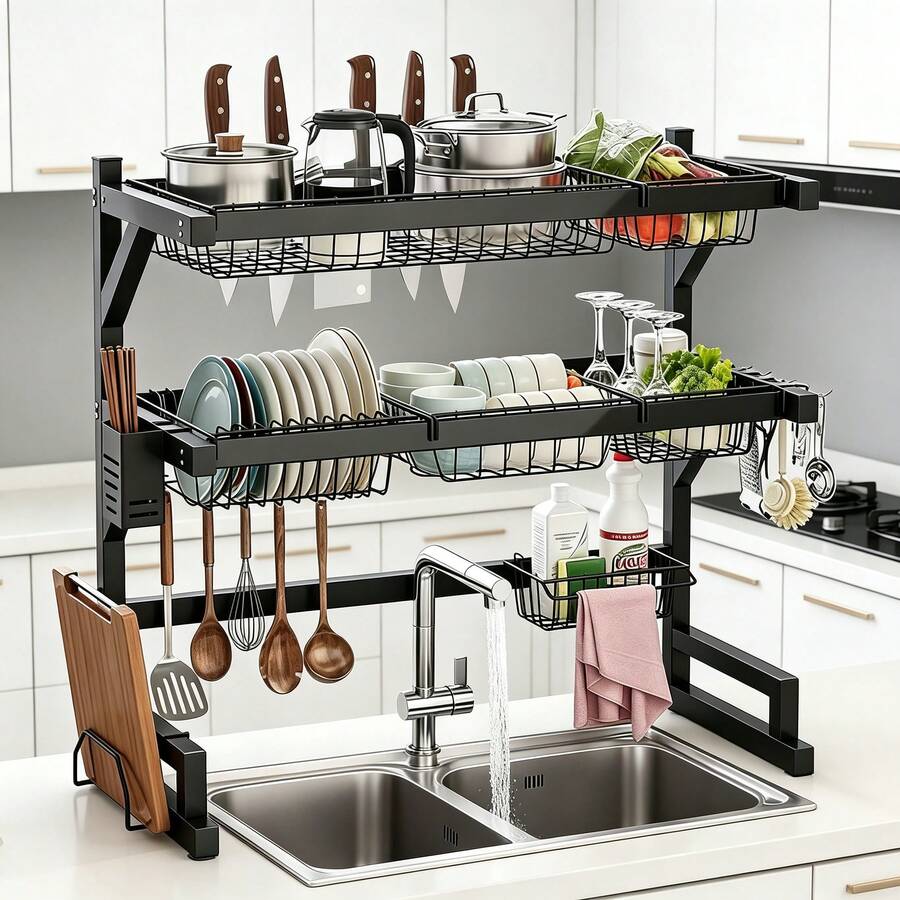 ชั้นวางจานเหนืออ่างล้างจาน 2 ช - Food Storage Rack For Kitchen บทวิจารณ์และราคา