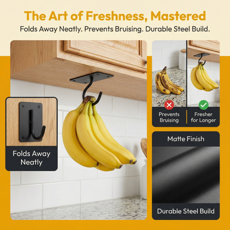 ตะขอแขวนกล้วยแบบติดผนังโลหะสีด - Food Storage And Preservation บทวิจารณ์และราคา
